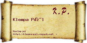 Klempa Pál névjegykártya